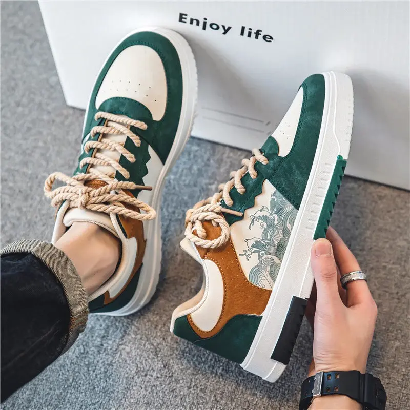 Men's Trainers – Stylish Colourblock Design with Wave Pattern - Image 4